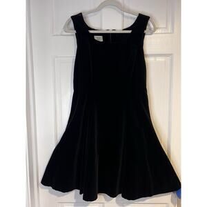 Vintage Laura Ashley Black Velvet Fit & Flare Sleeveless Dress Size US 8